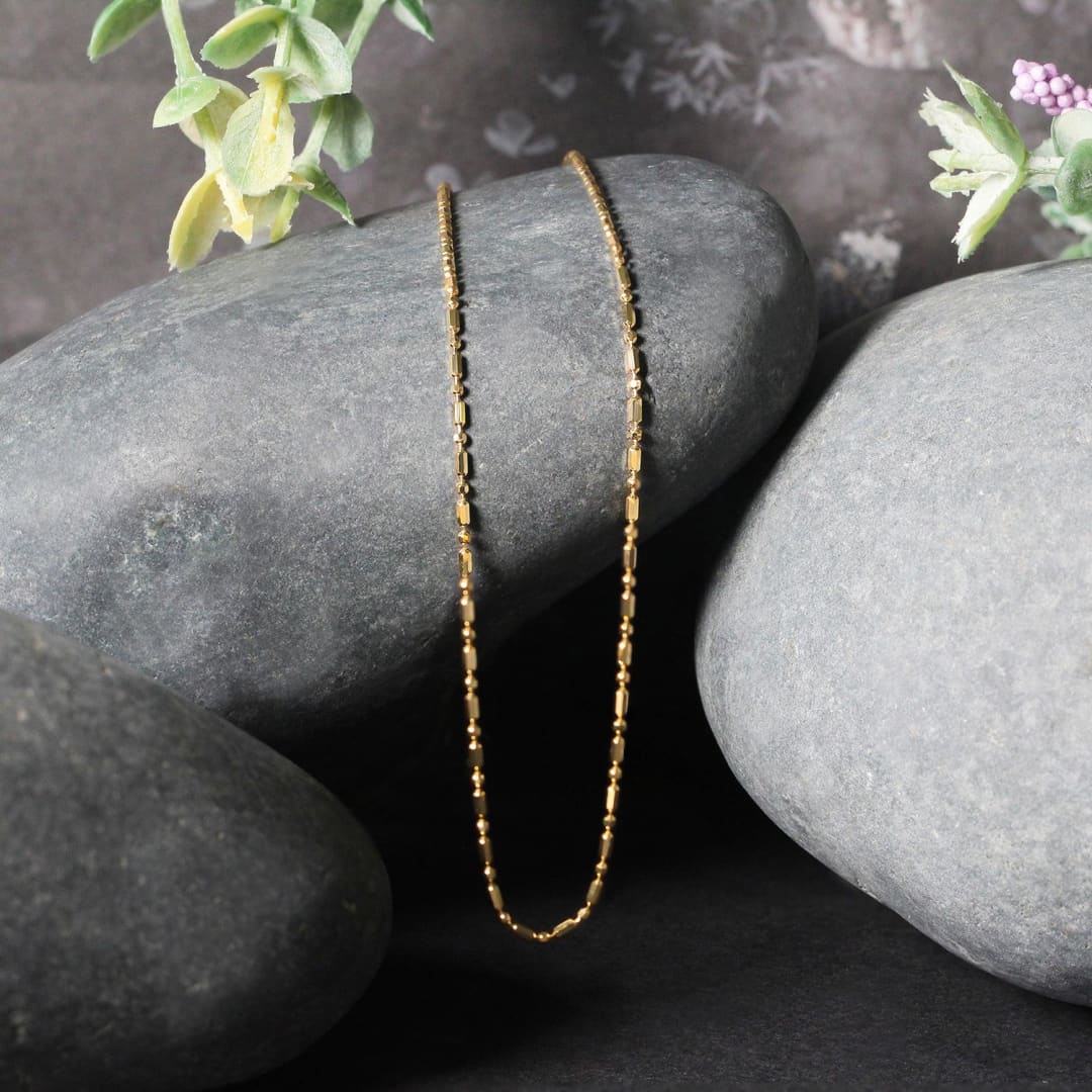 14k Yellow Gold Diamond-Cut Alternating Bead Chain 1.2mm | Richard Cannon Jewelry