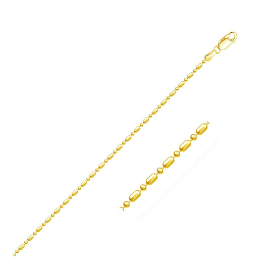 14k Yellow Gold Diamond-Cut Alternating Bead Chain 1.2mm | Richard Cannon Jewelry