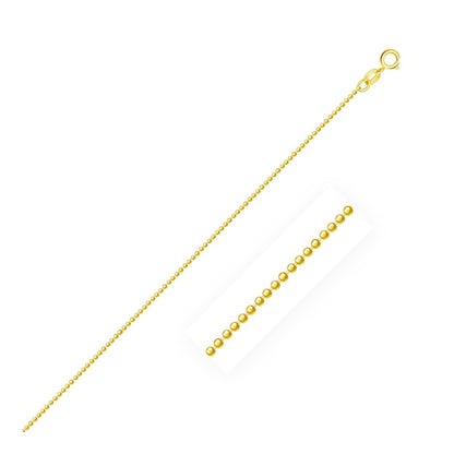 14k Yellow Gold Diamond-Cut Bead Chain 1.0mm | Richard Cannon Jewelry