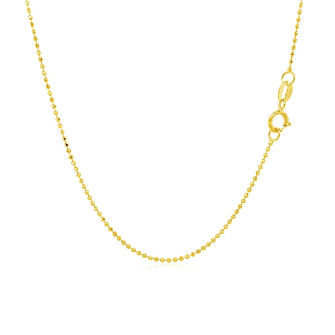 14k Yellow Gold Diamond-Cut Bead Chain 1.0mm | Richard Cannon Jewelry