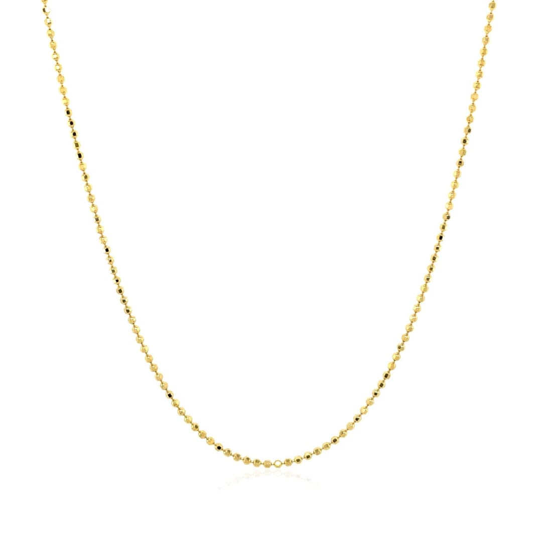 14k Yellow Gold Diamond Cut Bead Chain 1.0mm | Richard Cannon Jewelry