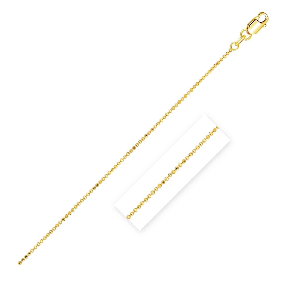 14k Yellow Gold Diamond Cut Bead Chain 1.0mm | Richard Cannon Jewelry