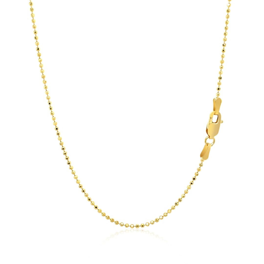 14k Yellow Gold Diamond-Cut Bead Chain 1.2mm | Richard Cannon Jewelry