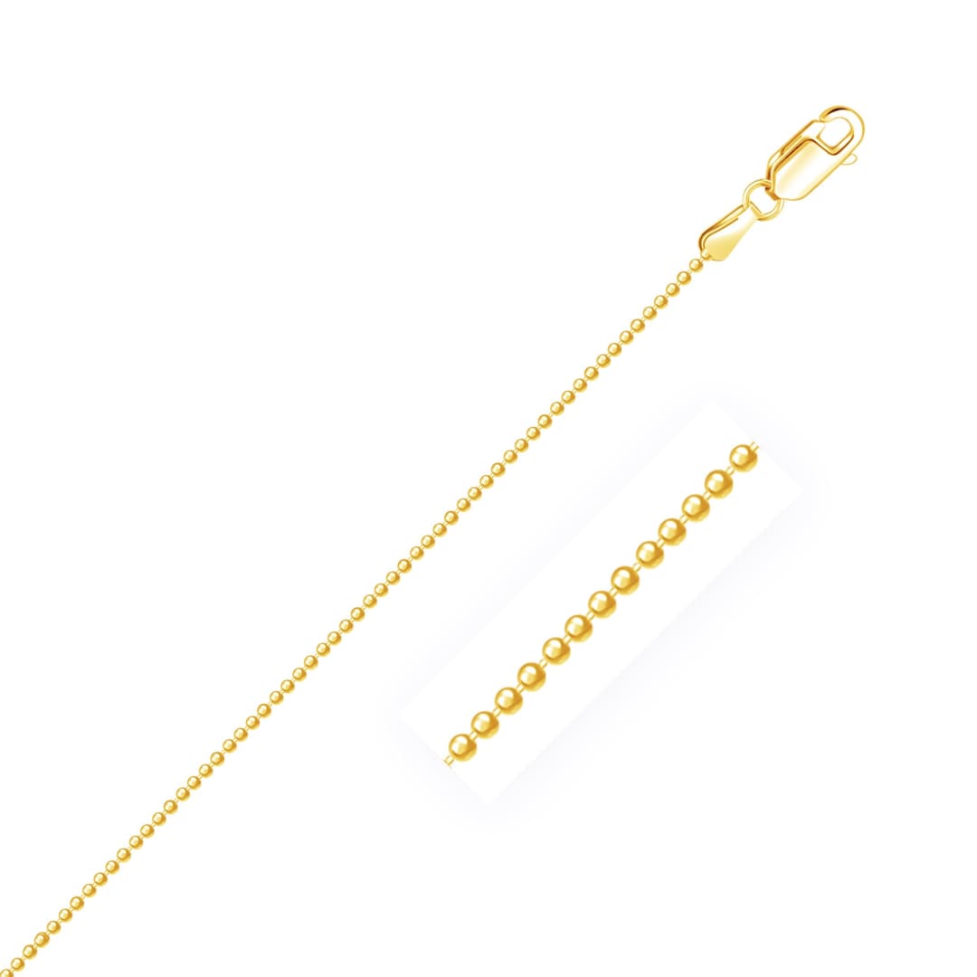 14k Yellow Gold Diamond-Cut Bead Chain 1.2mm | Richard Cannon Jewelry