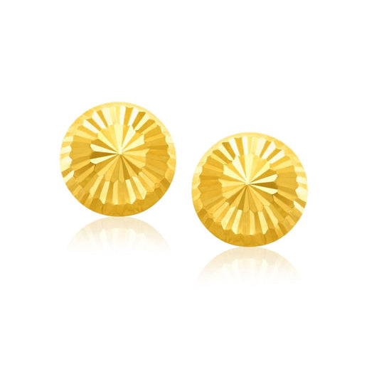 14k Yellow Gold Diamond Cut Flat Design Stud Earrings | Richard Cannon Jewelry