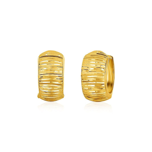 14k Yellow Gold Diamond Cut Hoop Design Earrings | Richard Cannon Jewelry