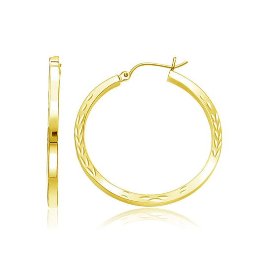 14k Yellow Gold Diamond Cut Hoop Earrings | Richard Cannon Jewelry