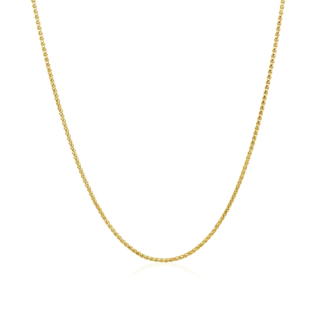 14k Yellow Gold Diamond Cut Round Wheat Chain 1.0mm | Richard Cannon Jewelry