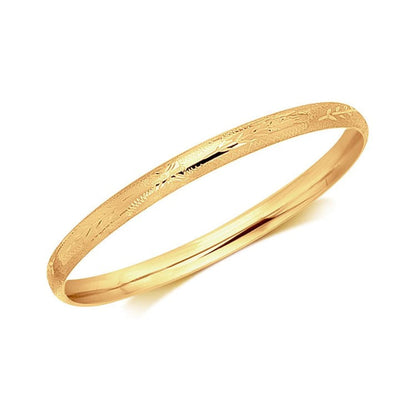 14k Yellow Gold Dome Style Children’s Bangle with Diamond Cuts | Richard Cannon Jewelry