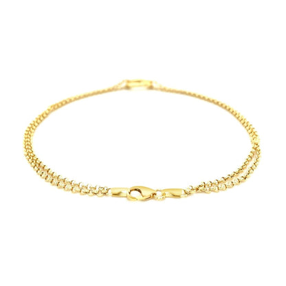 14k Yellow Gold Double Rolo Chain Anklet with an Open Heart Station | Richard Cannon