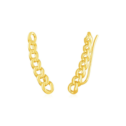 14k Yellow Gold Ear Climber Earring with Chain Links | Richard Cannon Jewelry