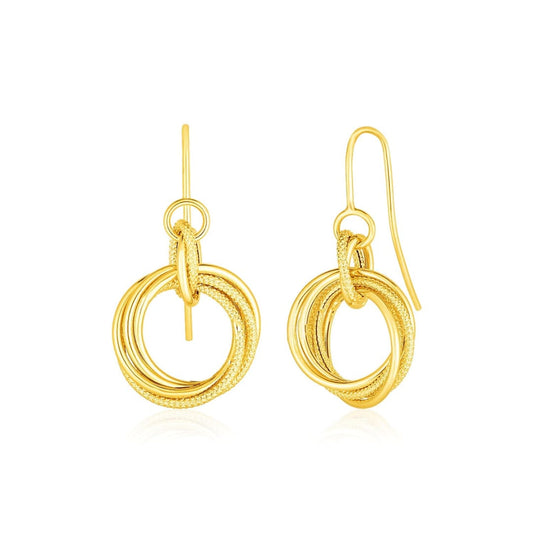 14k Yellow Gold Earrings with Interlocking Circle Dangles | Richard Cannon Jewelry