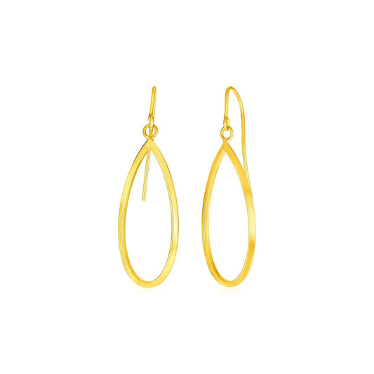 14k Yellow Gold Earrings with Polished Open Teardrop Dangles | Richard Cannon Jewelry