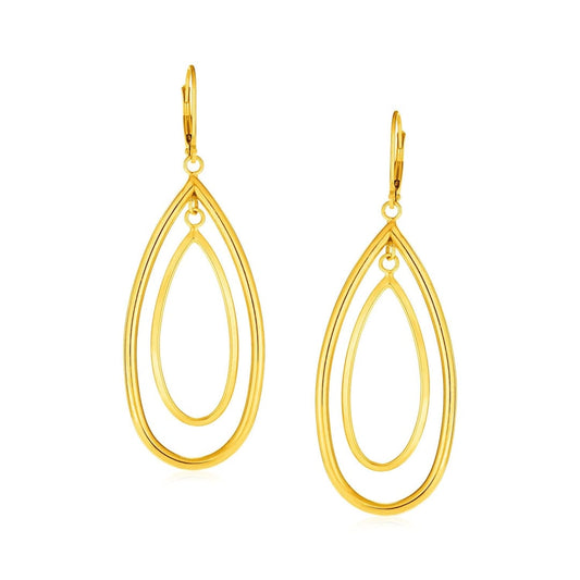 14k Yellow Gold Earrings with Teardrop Dangles | Richard Cannon Jewelry