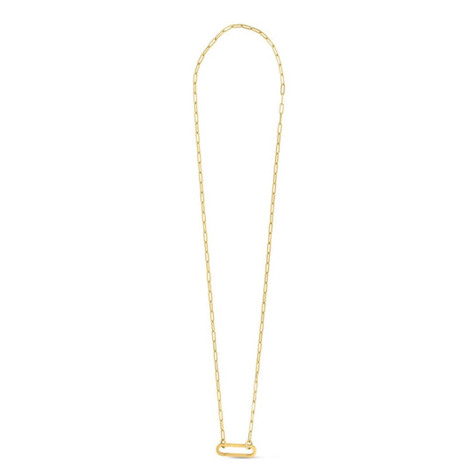 14k Yellow Gold Elongated Link Paperclip Necklace | Richard Cannon Jewelry