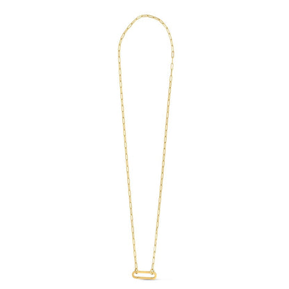 14k Yellow Gold Elongated Link Paperclip Necklace | Richard Cannon Jewelry