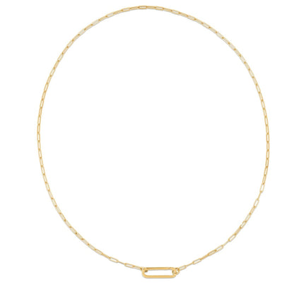 14k Yellow Gold Elongated Link Paperclip Necklace | Richard Cannon Jewelry