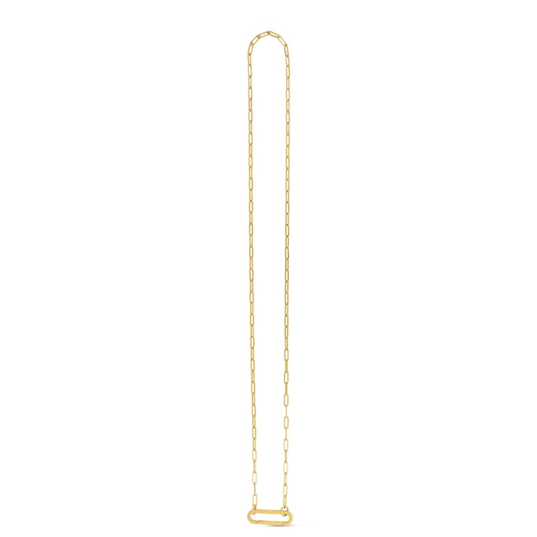 14k Yellow Gold Elongated Link Paperclip Necklace | Richard Cannon Jewelry