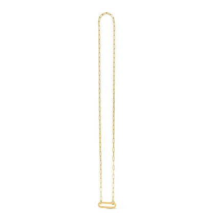 14k Yellow Gold Elongated Link Paperclip Necklace | Richard Cannon Jewelry