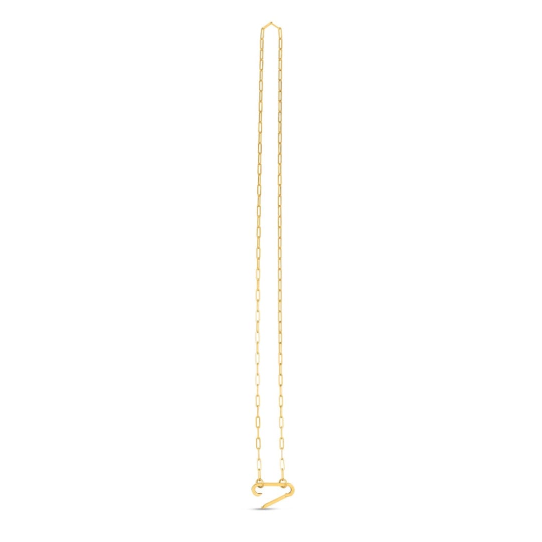 14k Yellow Gold Elongated Link Paperclip Necklace | Richard Cannon Jewelry