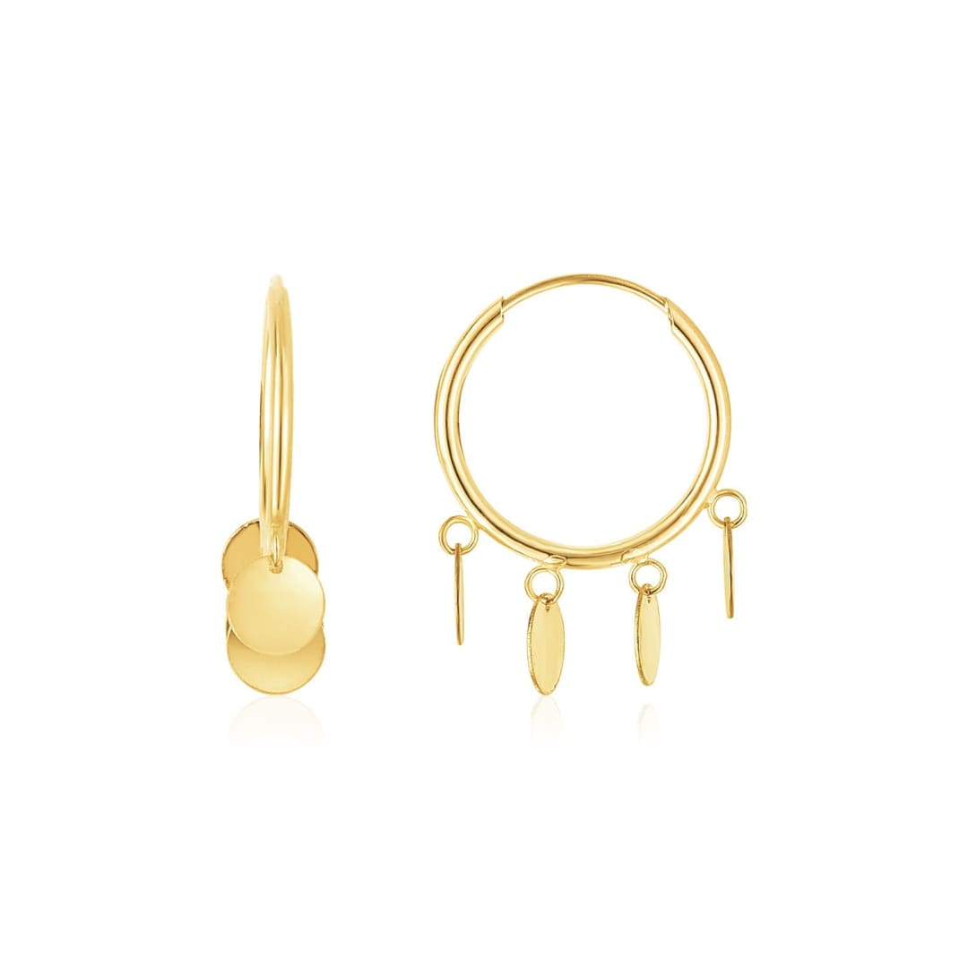 14K Yellow Gold Endless Circle Charm Huggie Hoop Earrings | Richard Cannon Jewelry