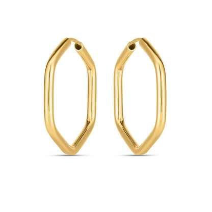 14k Yellow Gold Endless Hexagon Hoop Earrings | Richard Cannon Jewelry