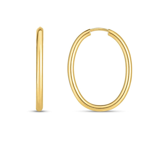 14k Yellow Gold Endless Oval Hoop Earrings | Richard Cannon Jewelry