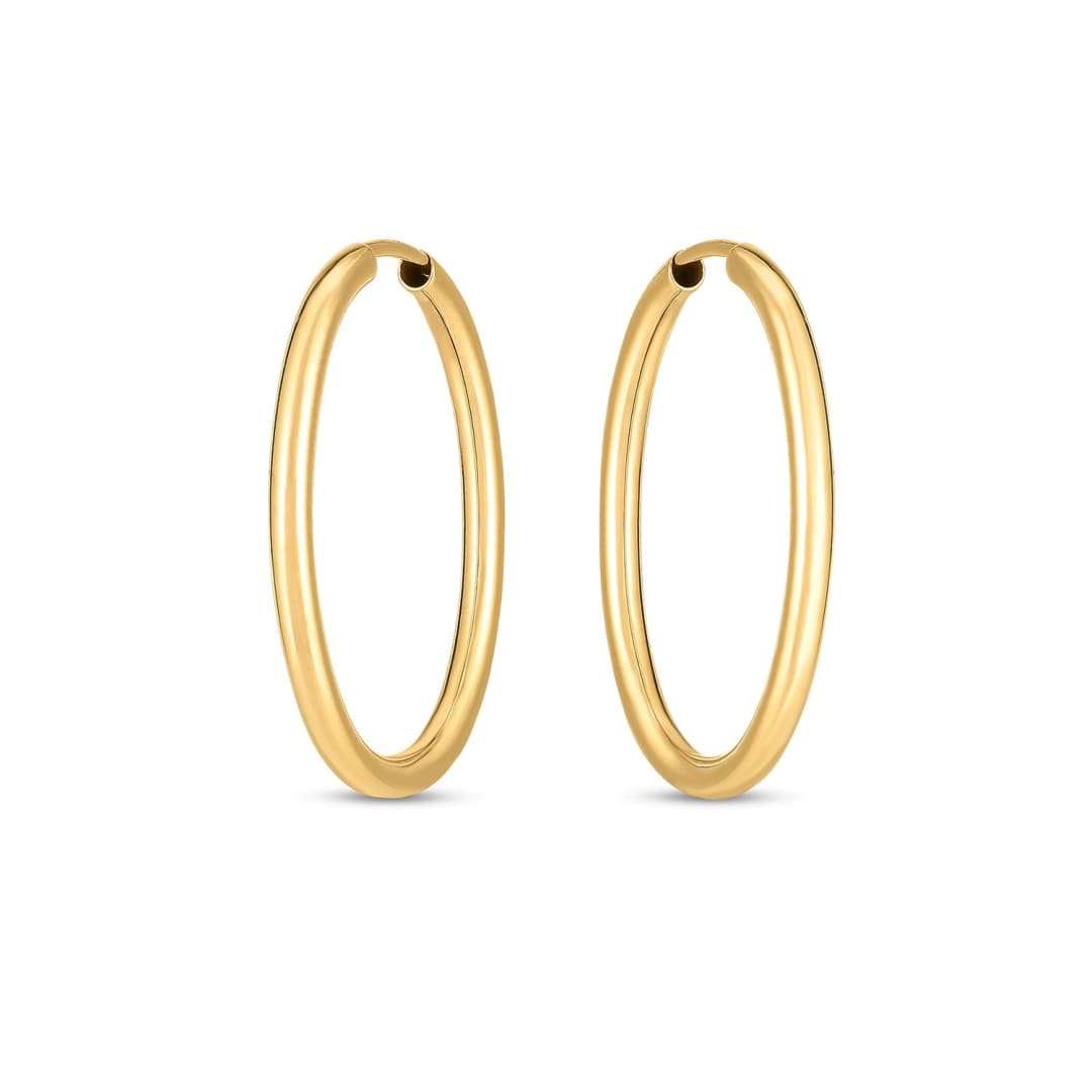 14k Yellow Gold Endless Oval Hoop Earrings | Richard Cannon Jewelry