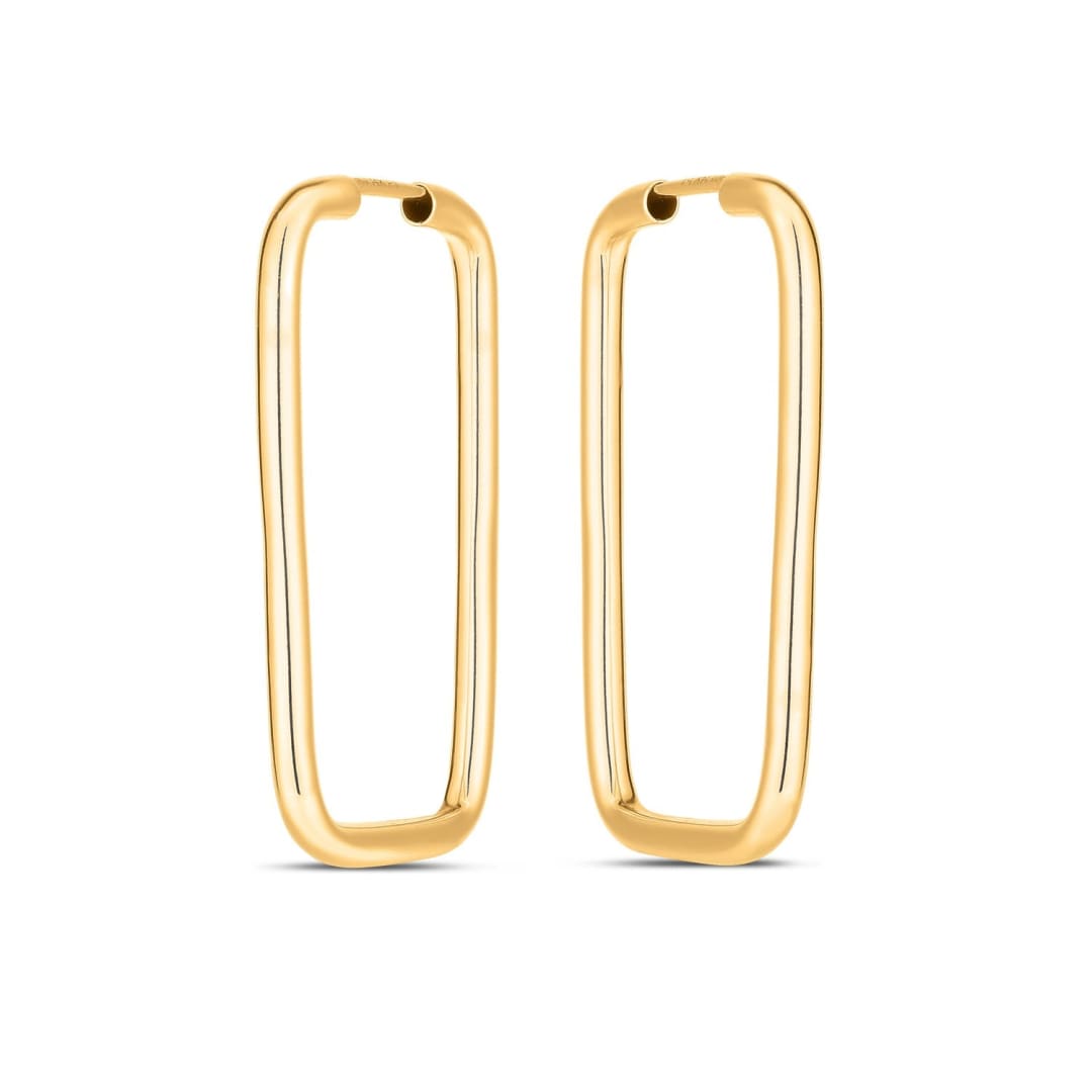 14k Yellow Gold Endless Rectangle Hoops | Richard Cannon Jewelry