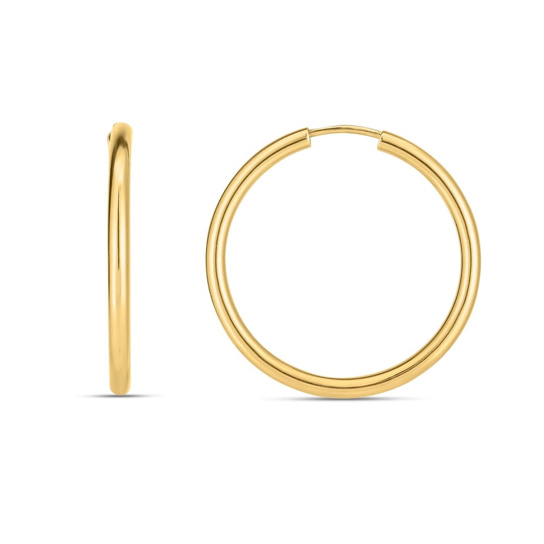 14k Yellow Gold Endless Round Hoop Earrings | Richard Cannon Jewelry