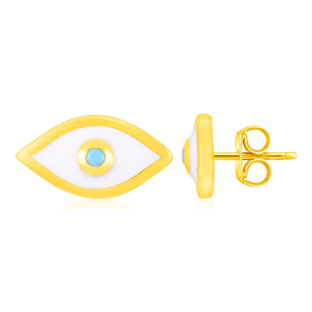 14K Yellow Gold Evil Eye Earrings with Enamel | Richard Cannon Jewelry