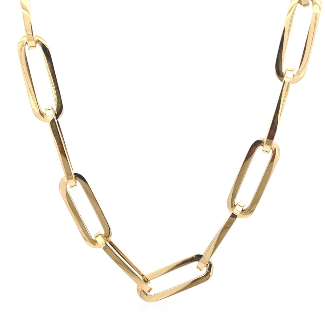 14k Yellow Gold Extra Wide Paperclip Chain Necklace | Richard Cannon Jewelry