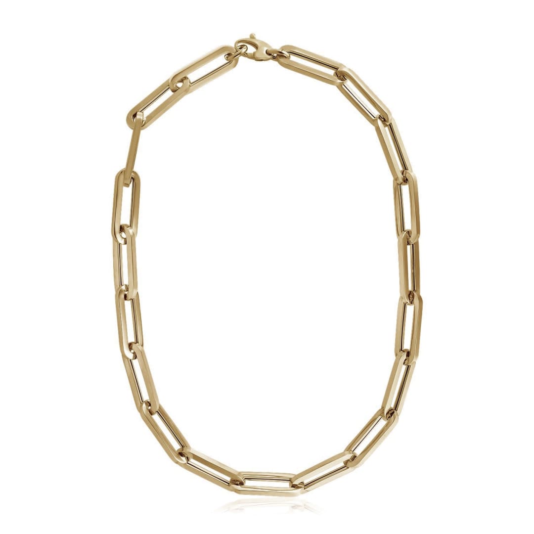 14k Yellow Gold Extra Wide Paperclip Chain Necklace | Richard Cannon Jewelry