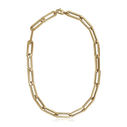 14k Yellow Gold Extra Wide Paperclip Chain Necklace | Richard Cannon Jewelry