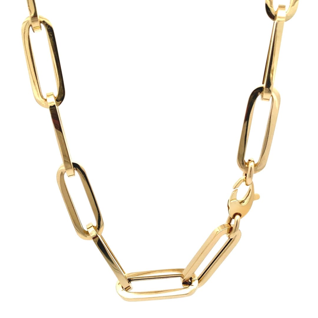 14k Yellow Gold Extra Wide Paperclip Chain Necklace | Richard Cannon Jewelry