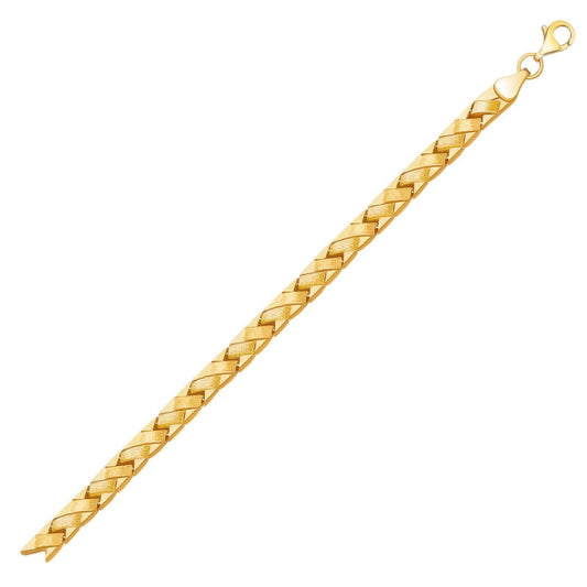14k Yellow Gold Fancy Basket Weave Line Bracelet | Richard Cannon Jewelry
