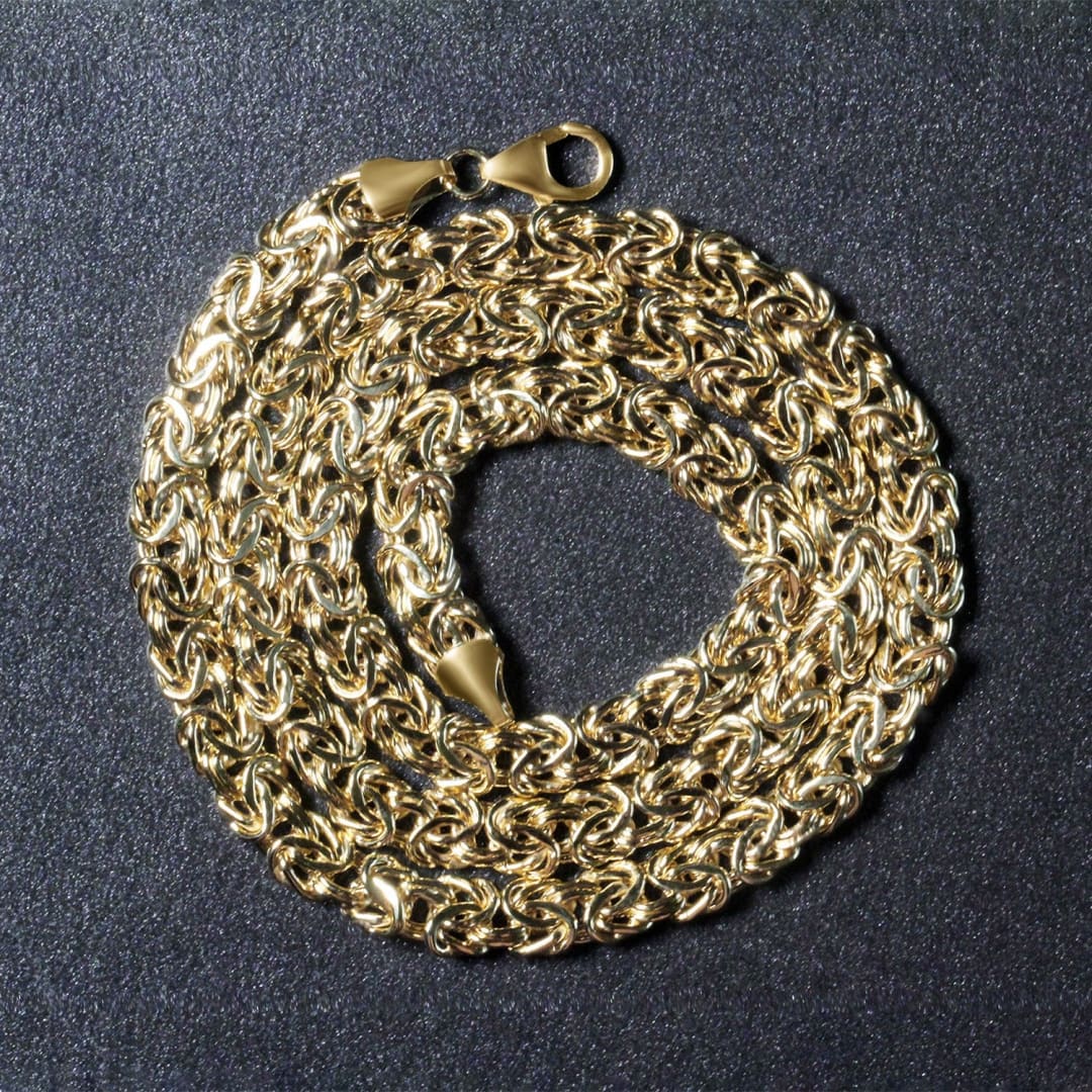 14k Yellow Gold Fancy Byzantine Chain Necklace | Richard Cannon Jewelry