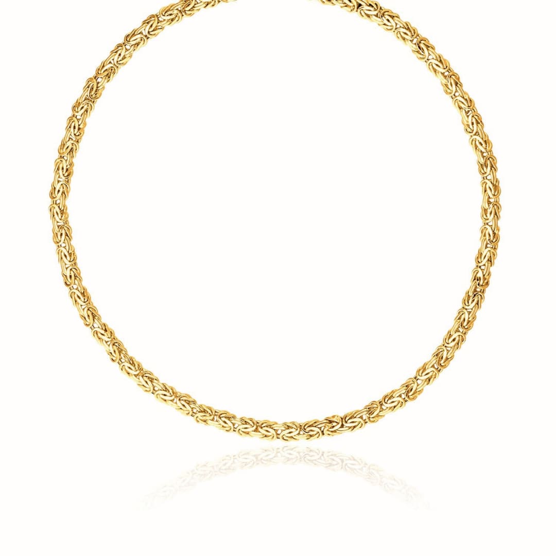 14k Yellow Gold Fancy Byzantine Chain Necklace | Richard Cannon Jewelry