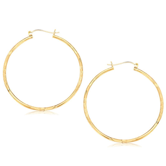 14k Yellow Gold Fancy Diamond Cut Extra Large Hoop Earrings (45mm Diameter) | Richard