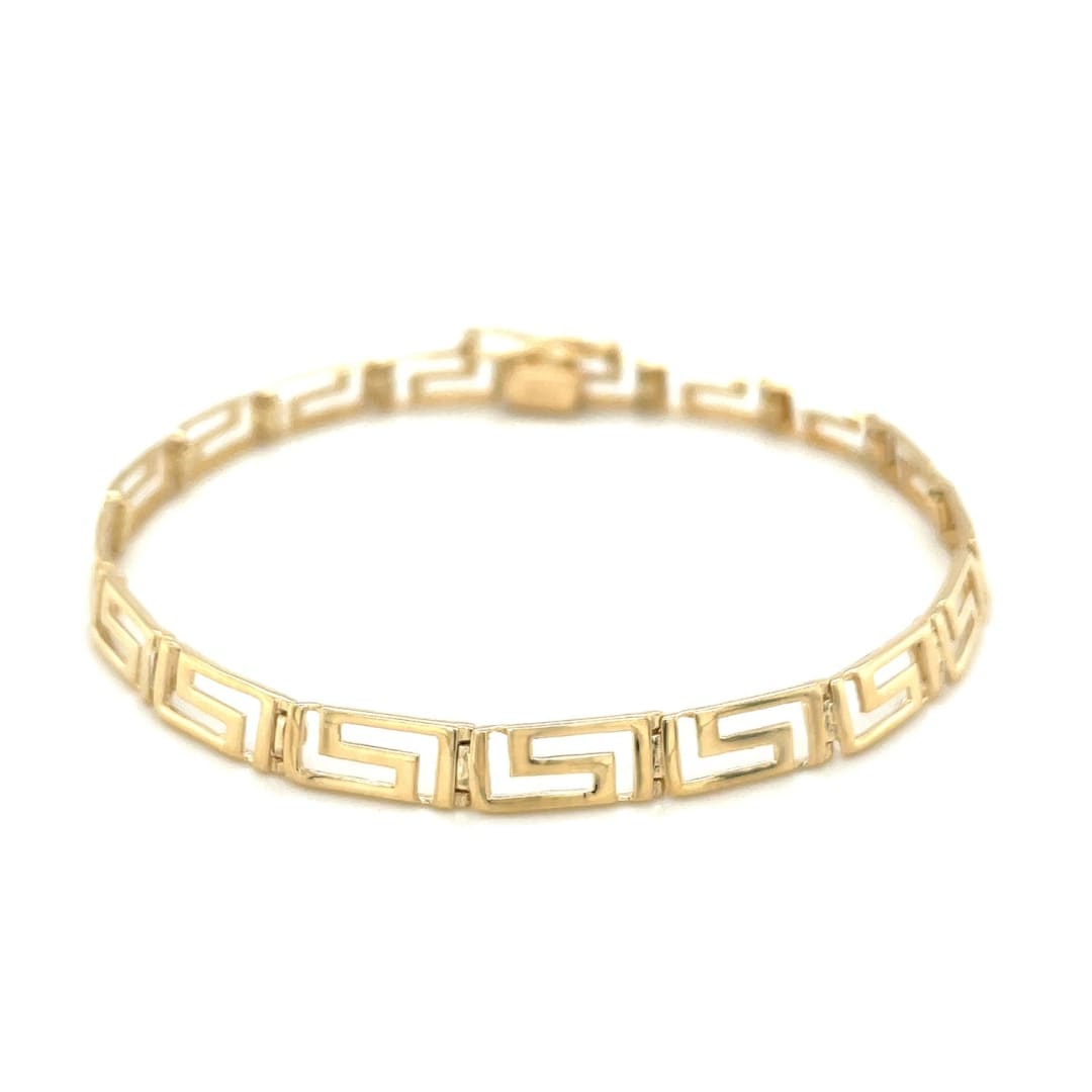 14k Yellow Gold Fancy Greek Key Motif Bracelet | Richard Cannon Jewelry