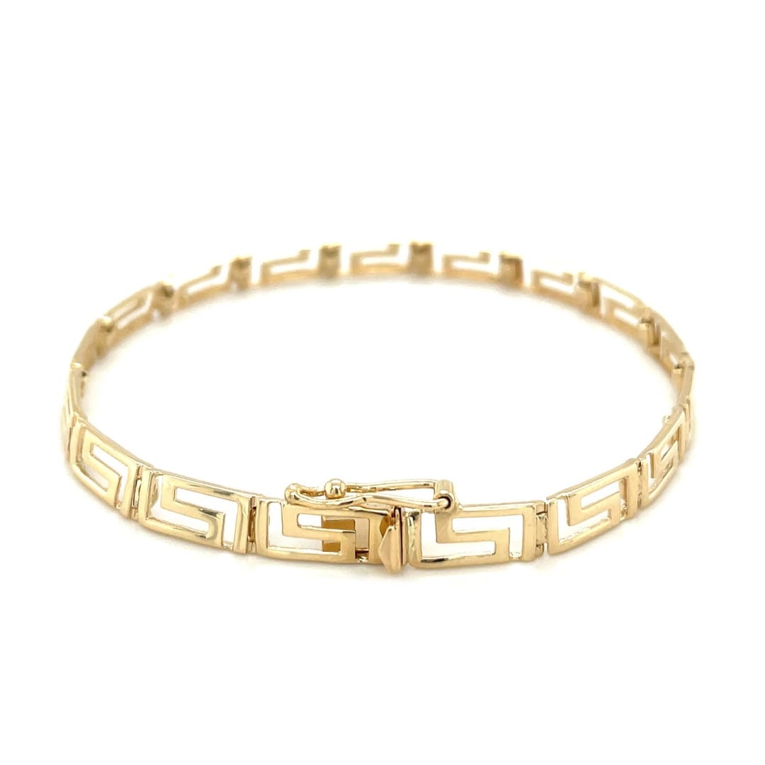 14k Yellow Gold Fancy Greek Key Motif Bracelet | Richard Cannon Jewelry