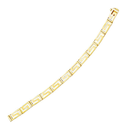 14k Yellow Gold Fancy Greek Key Motif Bracelet | Richard Cannon Jewelry