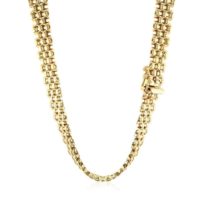 14k Yellow Gold Fancy Polished Multi-Row Panther Link Necklace | Richard Cannon Jewelry