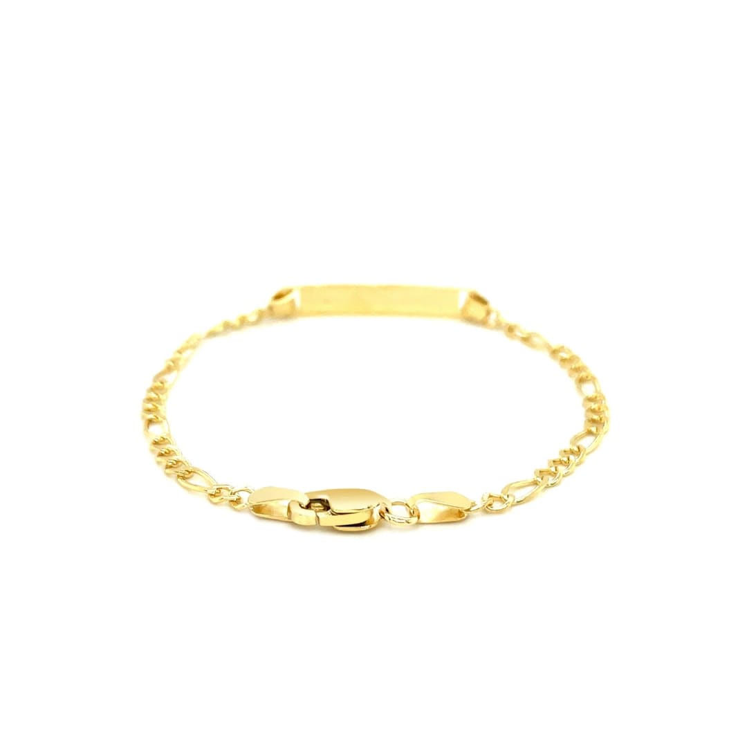 14k Yellow Gold Figaro Link Children’s ID Bracelet | Richard Cannon Jewelry