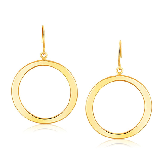 14k Yellow Gold Flat Open Tube Round Earrings | Richard Cannon Jewelry