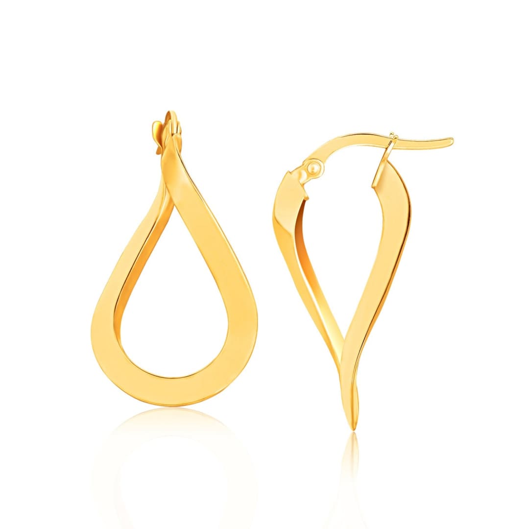 14k Yellow Gold Flat Polished Twisted Hoop Earrings | Richard Cannon Jewelry