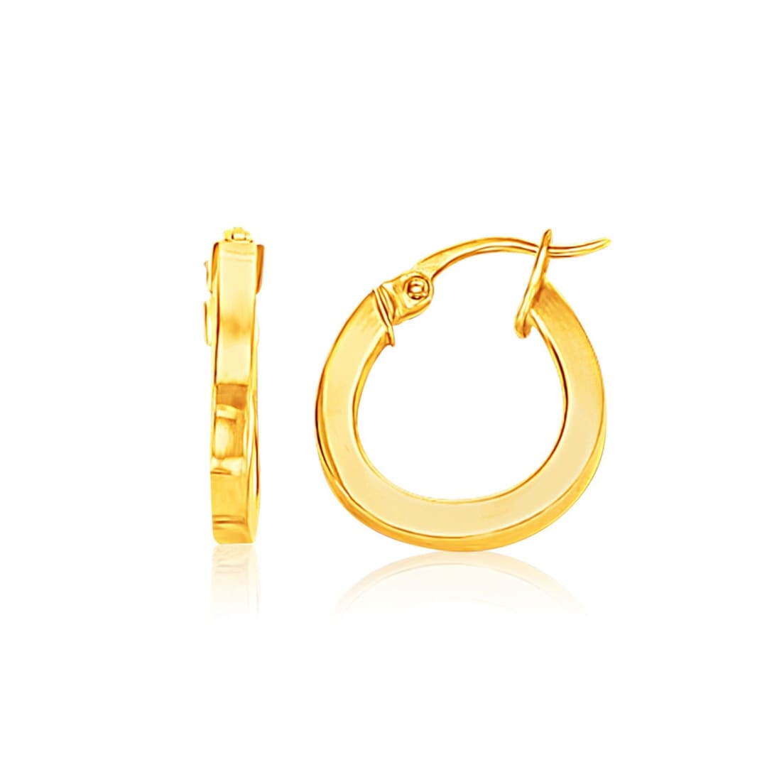 14k Yellow Gold Flat Side Small Hoop Earrings | Richard Cannon Jewelry