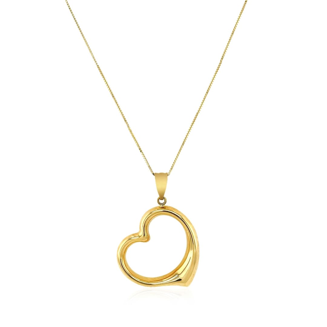 14k Yellow Gold Floating Heart Drop Pendant | Richard Cannon Jewelry