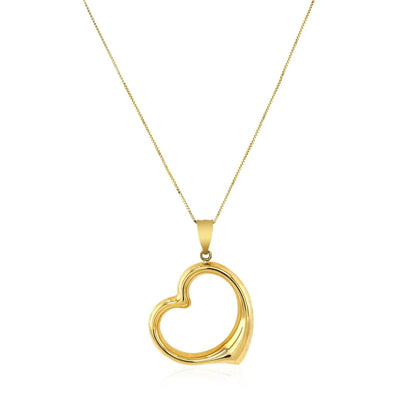 14k Yellow Gold Floating Heart Drop Pendant | Richard Cannon Jewelry