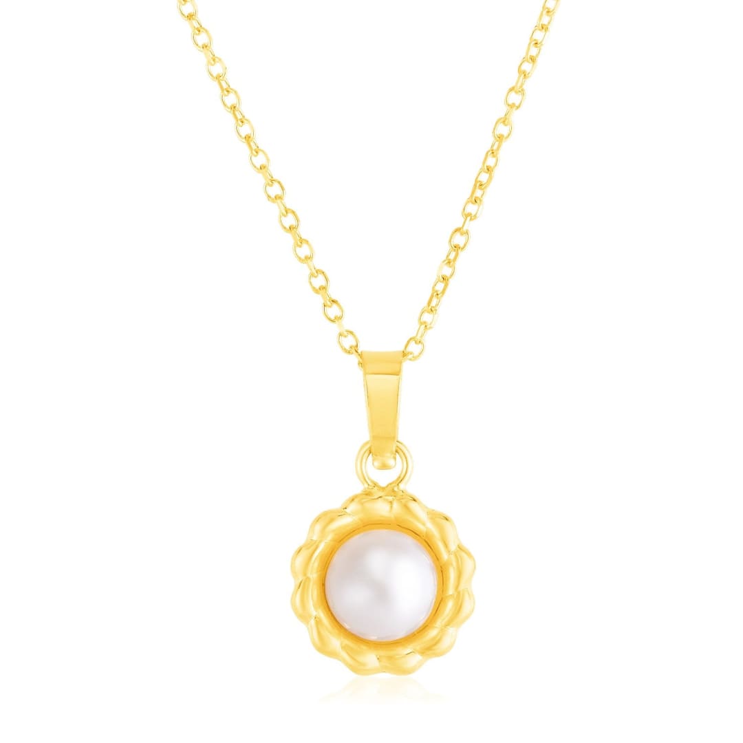 14k Yellow Gold Flower Necklace with Pearl | Richard Cannon Jewelry